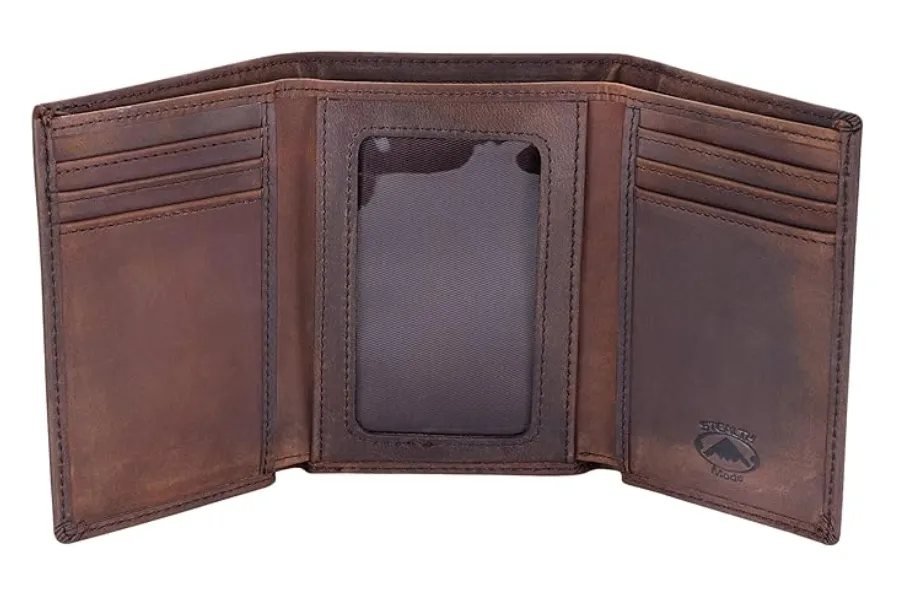 Dreifach-Lederbrieftasche im Stealth-Modus für Herren mit RFID-Blockierung