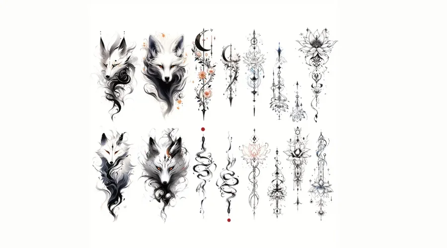 10 Stück temporäre Tattoo-Aufkleber mit Fuchs-Lotus-Schlangenarm