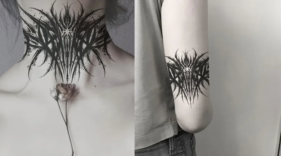 Gothic Thorn Tattoo Aufkleber für Hals- und Körperaufkleber