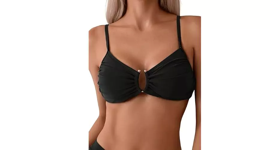 Einfarbiger Bikini mit Spaghettiträgern