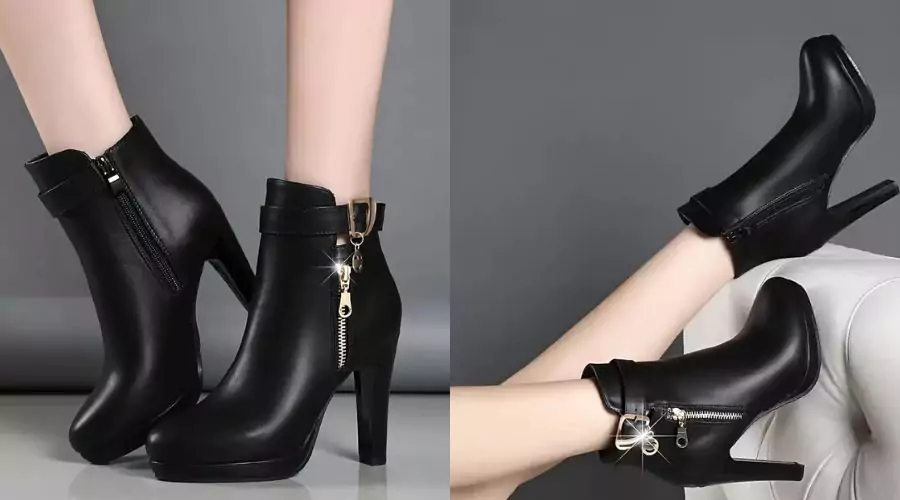 Wasserdichte Stiefeletten mit Blockabsatz